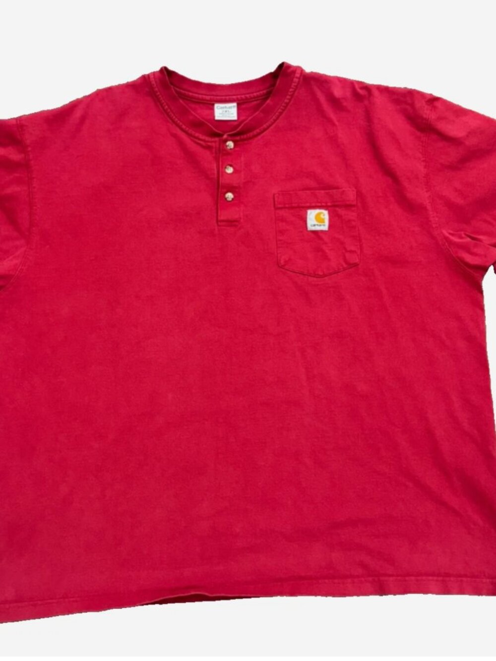Carhartt Henley Tshirt Men's Size 2XL Red Workwear Heavy Cotton OVERSIZED